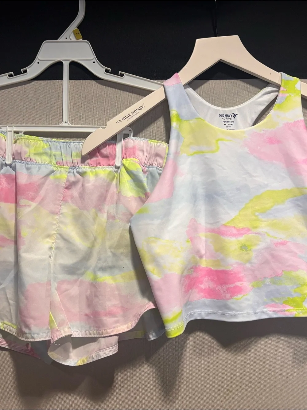Old Navy Kids Pastel Tie-Dye Tank & Shorts Set - Pink, Yellow, Light Blue